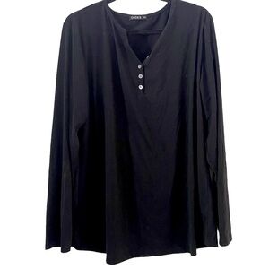Ouges Black Henley Long Sleeved Top‎ XXL